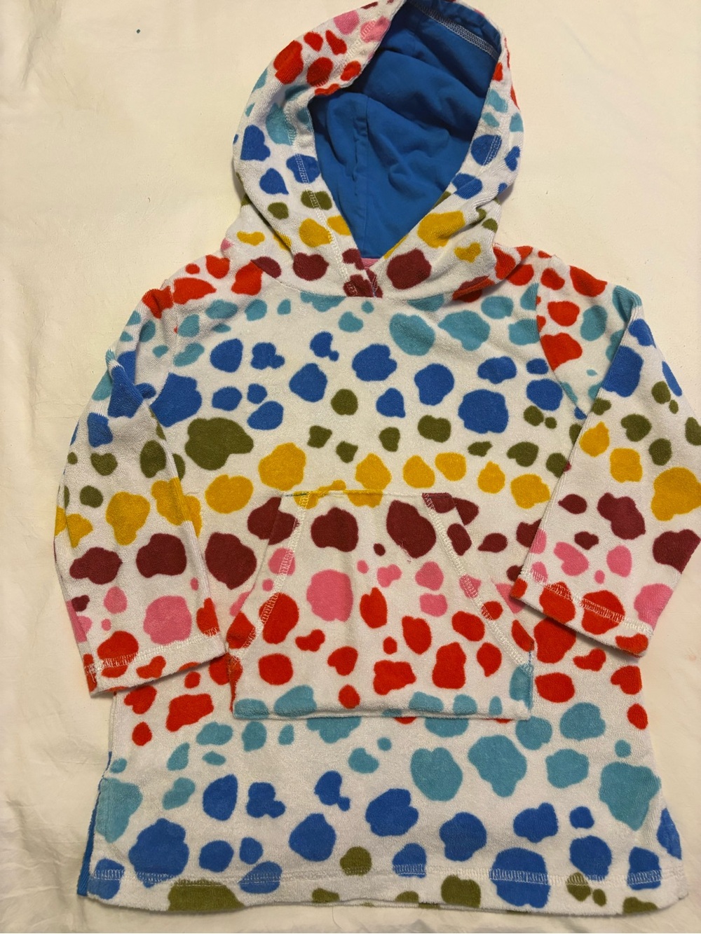 Mini Boden Girls 2-3 Multicolor Print Toweling Terry Hooded Swim Coverup